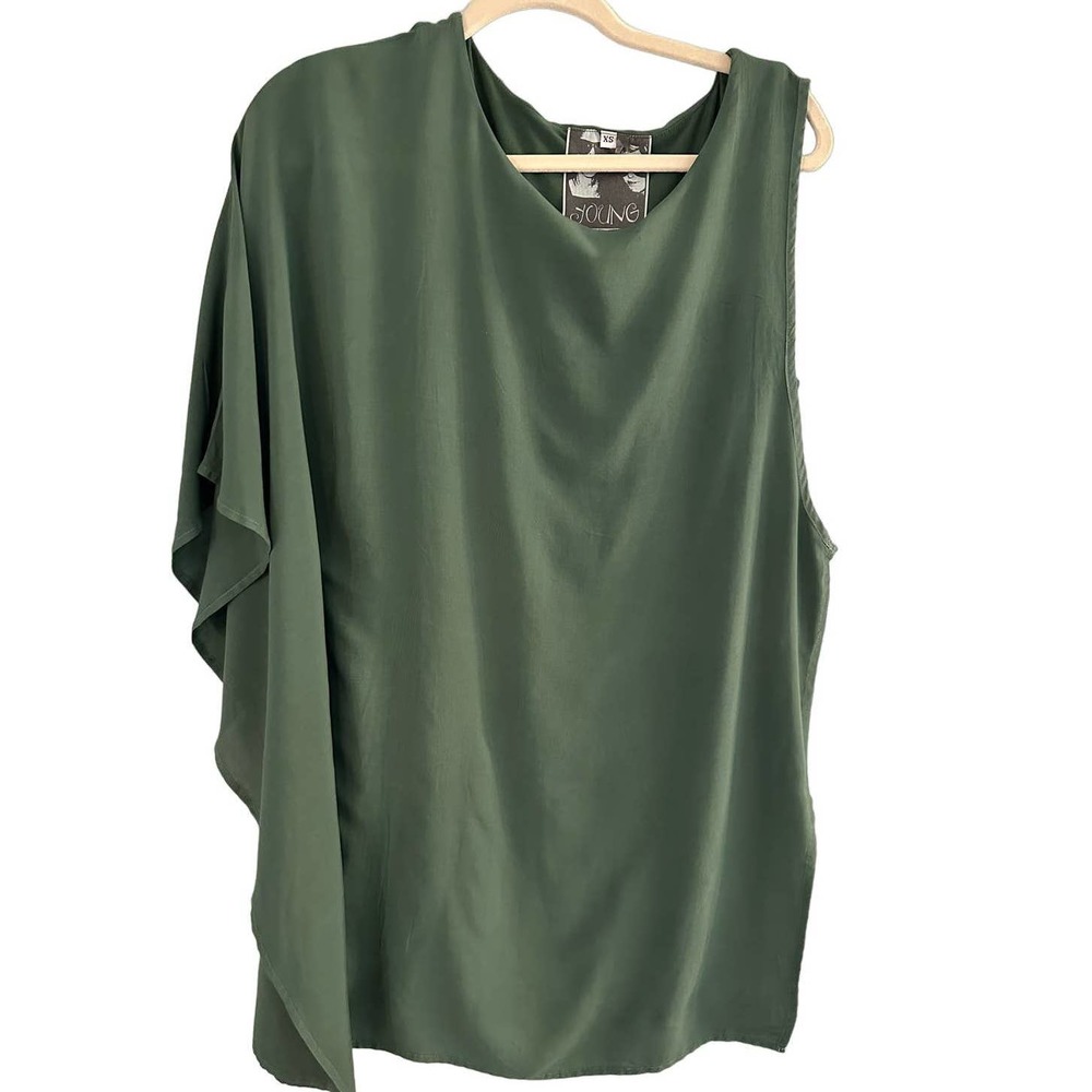 Young Fabulous & Broke Womens Mid Length Green Dress With Side Slit Size XS